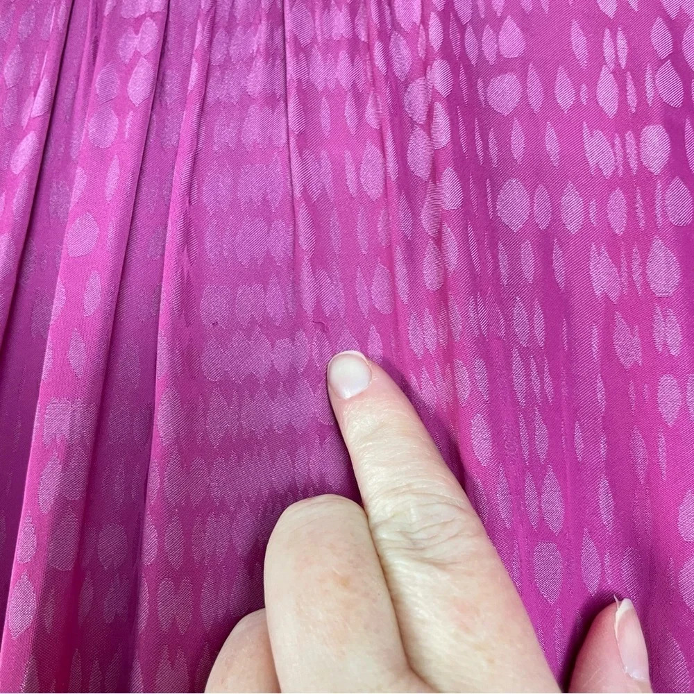 Magenta Pink Musette Mini Dress Barbie Size Medium Tiered Ruffle Hem Rush Satin - Picture 13 of 14